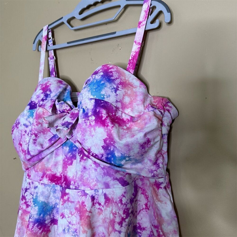 Torrid Women's Plus Size Tie-Dye Tankini Top Peplum Style Size 3X - Picture 4 of 11